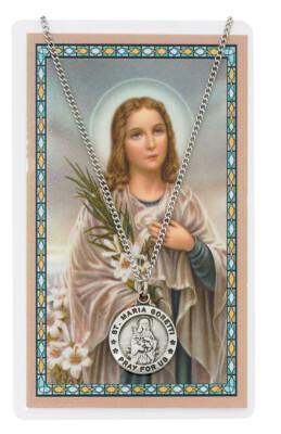 St. Maria Goretti Medal Necklace with a Laminated Prayer Card