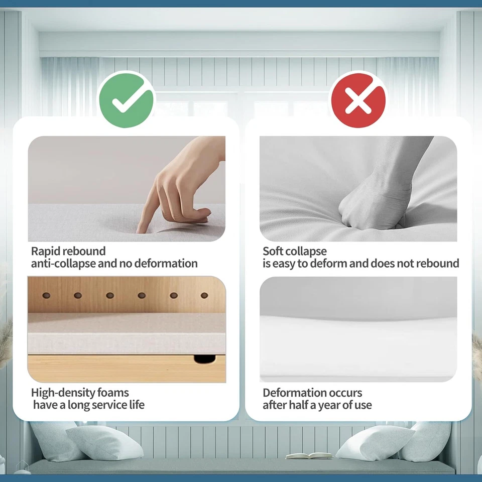 Cojín de banco de tamaño personalizado de 2 pulgadas de grosor para muebles de patio/silla/asiento de ventana Foto 4 de 4