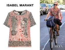 NWOT ISABEL MARANT Mainline "Voice"Silk Top $775 SZ 38 Red Navy White Blouse