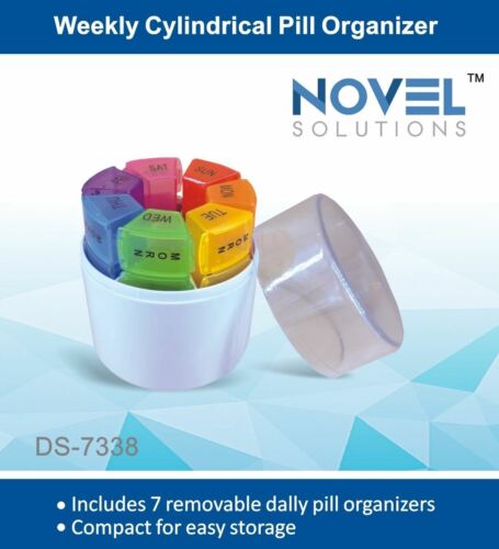 Weekly Cylindrical 7 Day Pill Organiser Travel Medicine Holder