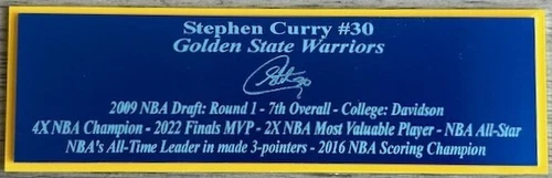 Stephen Curry Autograph Nameplate Golden State Warriors Photo Basketball Jersey