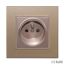 Luxury French Socket Golden Crystal Glass Switch 2 Pin French Wall Plug Socket