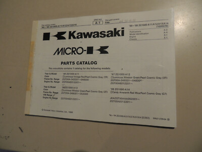 Parts catalog Kawasaki GTR 1000 ZG1000 A11-A14  Teilekatalog Werkstatthandbuch 