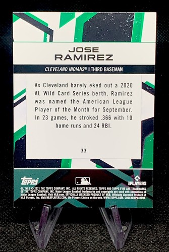 2021 Topps Fire Jose Ramirez #33 Cleveland Indianer - Bild 2 von 2