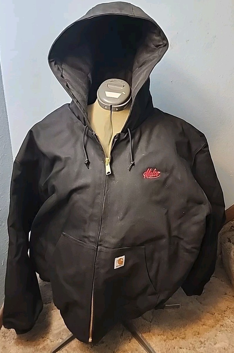 Carhartt 103940 BLK Mens Hooded Quilt Lined Hood Canvas Carhartt 103940 BLK Mens Hooded Quilt Lined Hood Canvas