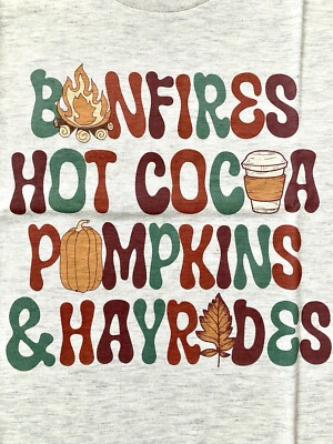 Bonfires & Hot Chocos Pumpkins ++ T-Shirt Adult Unisex Gray Autumn Size Medium