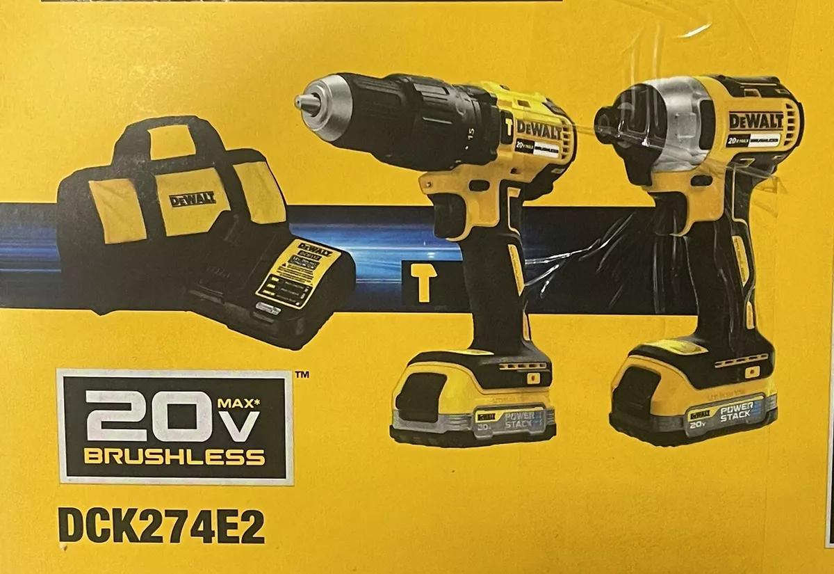 DEWALT Taladro máximo de 20 V y destornillador de impacto, juego de  herramientas eléctricas, 2 baterías POWERSTACK incluidas (DCK274E2)