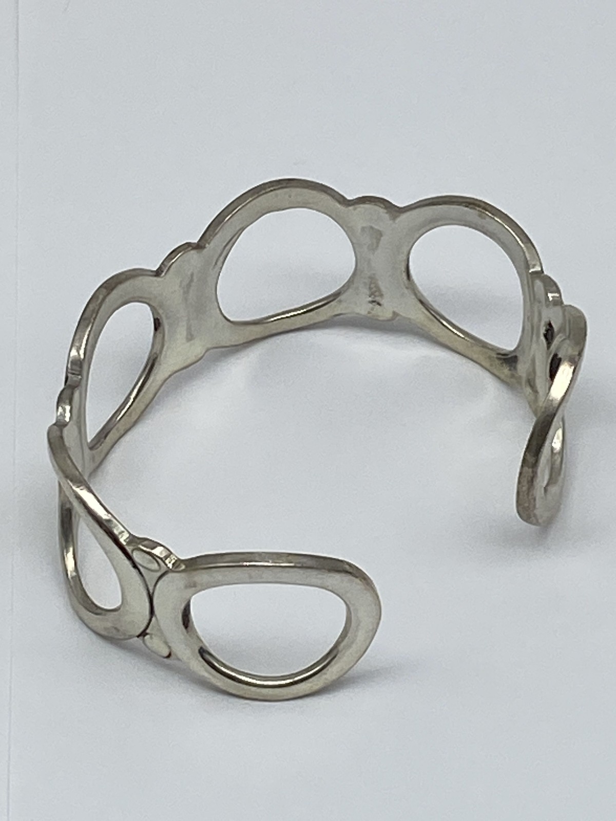 Sterling Silver Open Link Circle Cuff Bracelet 26… - image 7