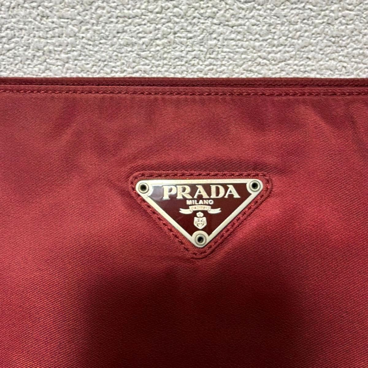 PRADA Nylon Tote Bag Burgundy Red Triangle Logo Milano USED from JP #SD thumbnail 2