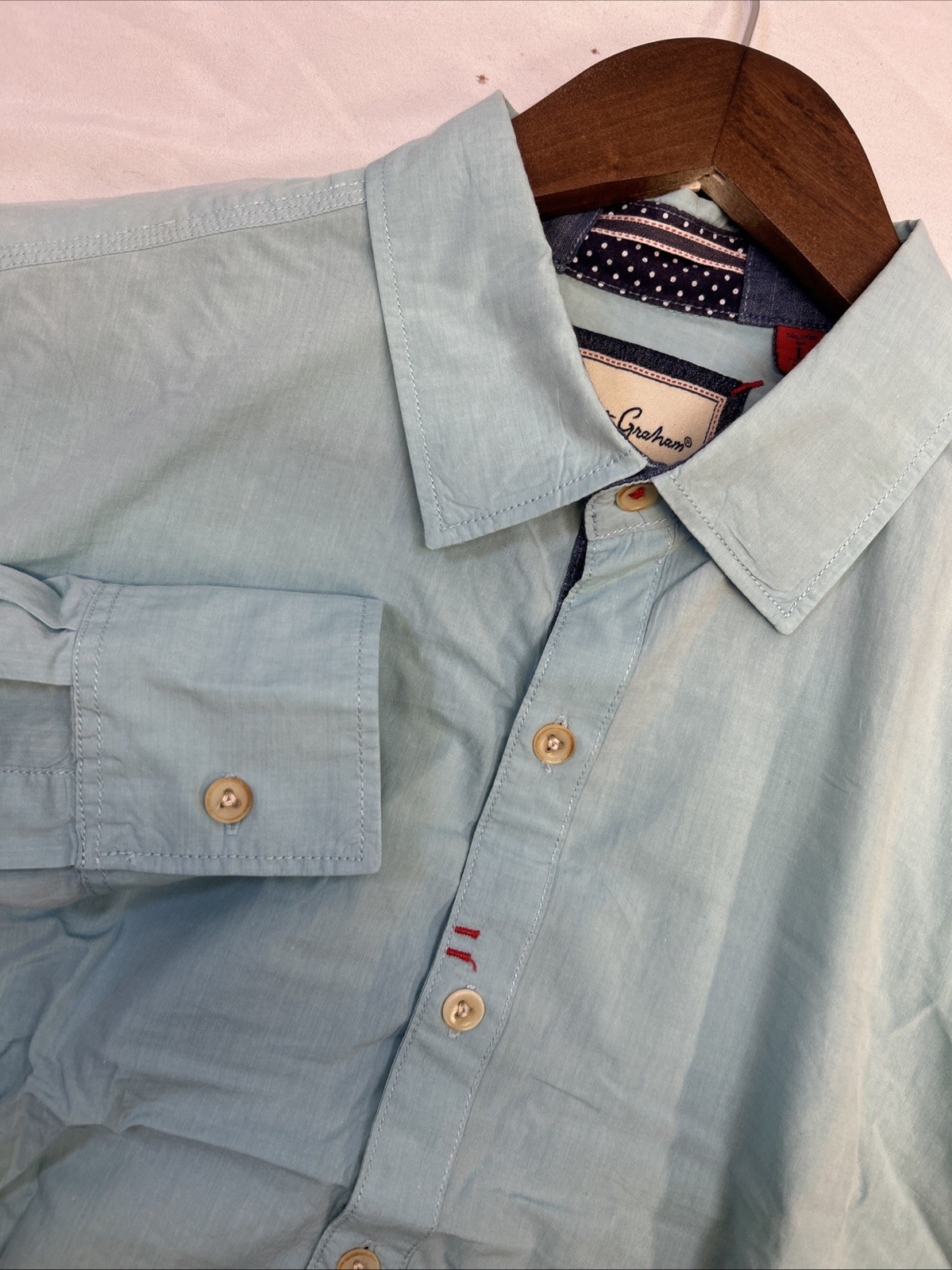 Robert Graham Button Up Blue Solid Long Sleeve Ca… - image 1