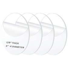4 Pieces 1/8" Clear Circle Acrylic Sheet, 6 Inch Diameter Plexiglass Sheet, R...