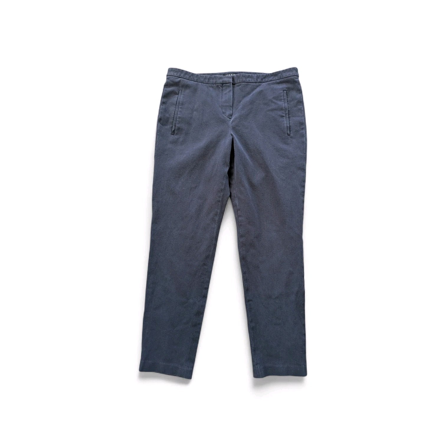 Theory Pants Womens Size 12 Slate Gray Ankle Straight Leg Cotton Stretch
