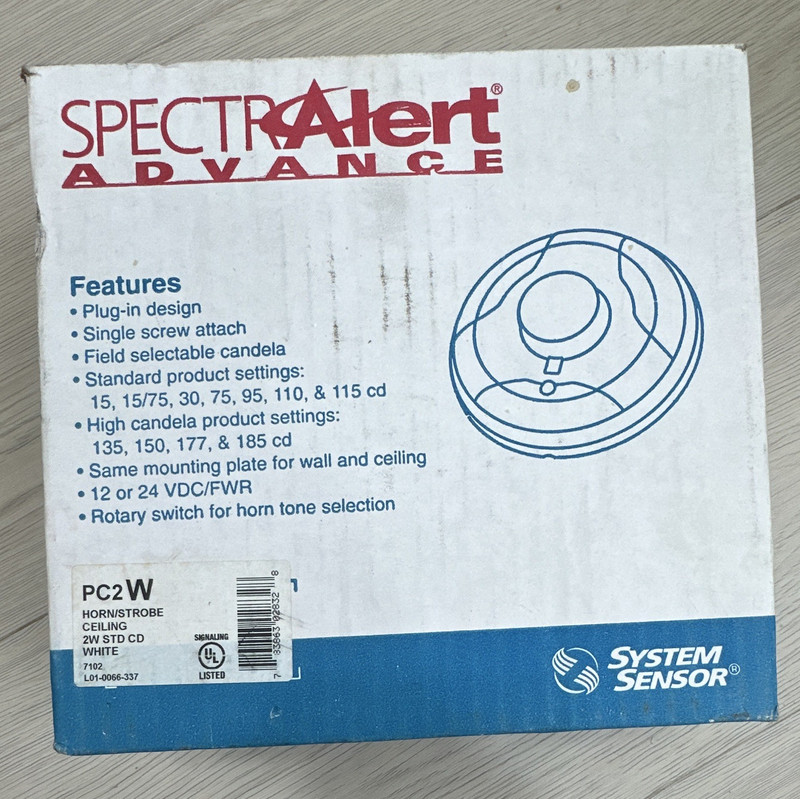 System Sensor PC2W Fire Alarm Horn/Strobe Ceiling 2-Wire Std Candela