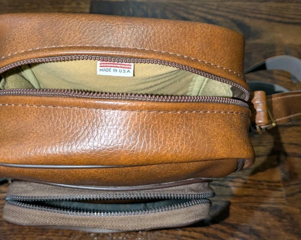 Bolso para cámara de cuero marrón vintage Perrin California 715 9" x 7" raro hecho en EE. UU. Foto 4 de 4