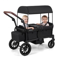 Foldable Wagon Stroller for 2 Kids, Double Seater Toddler Stroller w/ Canopy