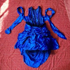 Vintage 1970s Fredericks of Hollywood Blue Lace Corset Dress with bustle