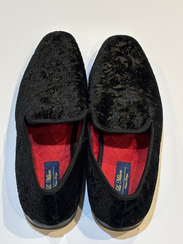 Mocasines de vestir sin cordones de terciopelo negro La Milano Broderick para hombre talla 11 - Imagen 1 de 6