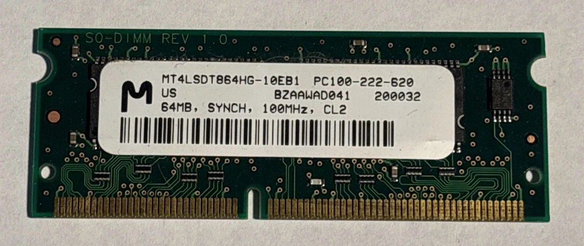 Micron製PCメモリー 64MB Micron Computer RAM 64 MB Capacity per Module 1 Modules for sale