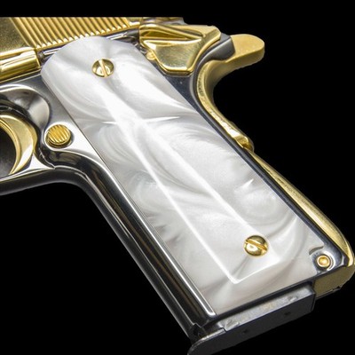 1911 Full Size Polished Mother Of Pearl Grips NEW - Bonus 4 Screws (Gold or SS)