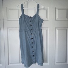 American Eagle Outfitters Denim Button-Up/Overall Dress 100% Cotton Size L