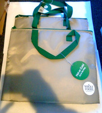 Whole Foods Market Small Slim Thermal Shopper Hot Cold Reusable Zipper 2-BAGS