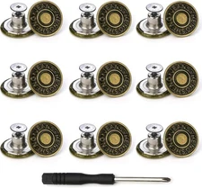 Arokimi Jeans Buttons Replacement, Instant No Sew for 17MM, Metallic 