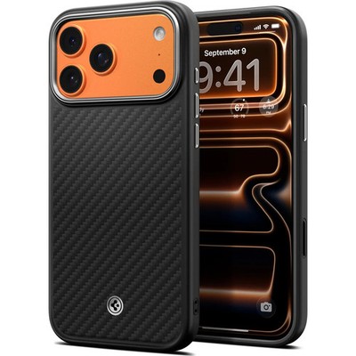 Handyhülle für iPhone 17 Pro Spigen Case Cover Schutzhülle Etui Schwarz-Silbern
