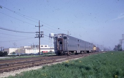 MILW MILWAUKEE ROAD Eisenbahn Zug Highliner MORTON GROVE IL 1967 Foto Dia