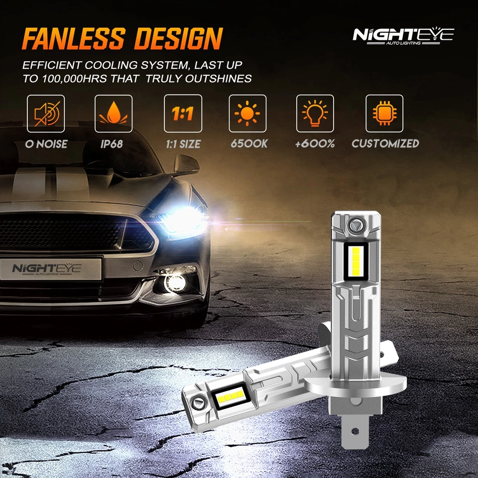 NIGHTEYE H1 50W LED Fog Light Bulbs Car Driving LED Lamps 40000LM 6000K White - Image 4 of 4
