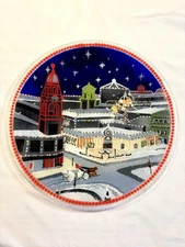 Rare HTF Peggy Karr Christmas Fused Art Glass Plate Kansas City Plaza Lights