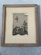 CUADRO BORDADO VINTAGE BORDADO COSTURA EN UN MARCO 