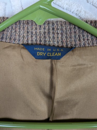 Vtg. Pendleton Wool Brown Tweed Mens Western Suit Jacket Leather Elbows Size 42 - Picture 5 of 18