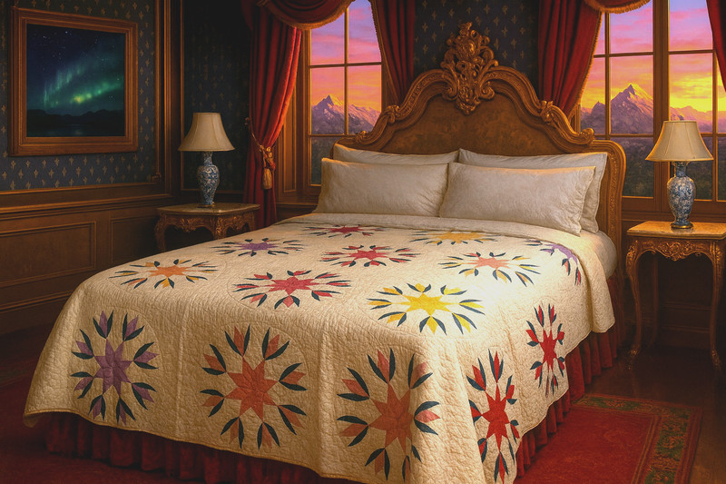 New Applique Stars patt. Quilt, Size: 91 "   x   91"