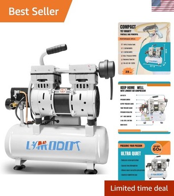 Lightweight Oil-Free Air Compressor - Ultra Quiet, 14s Recovery, 2 Gallons Power