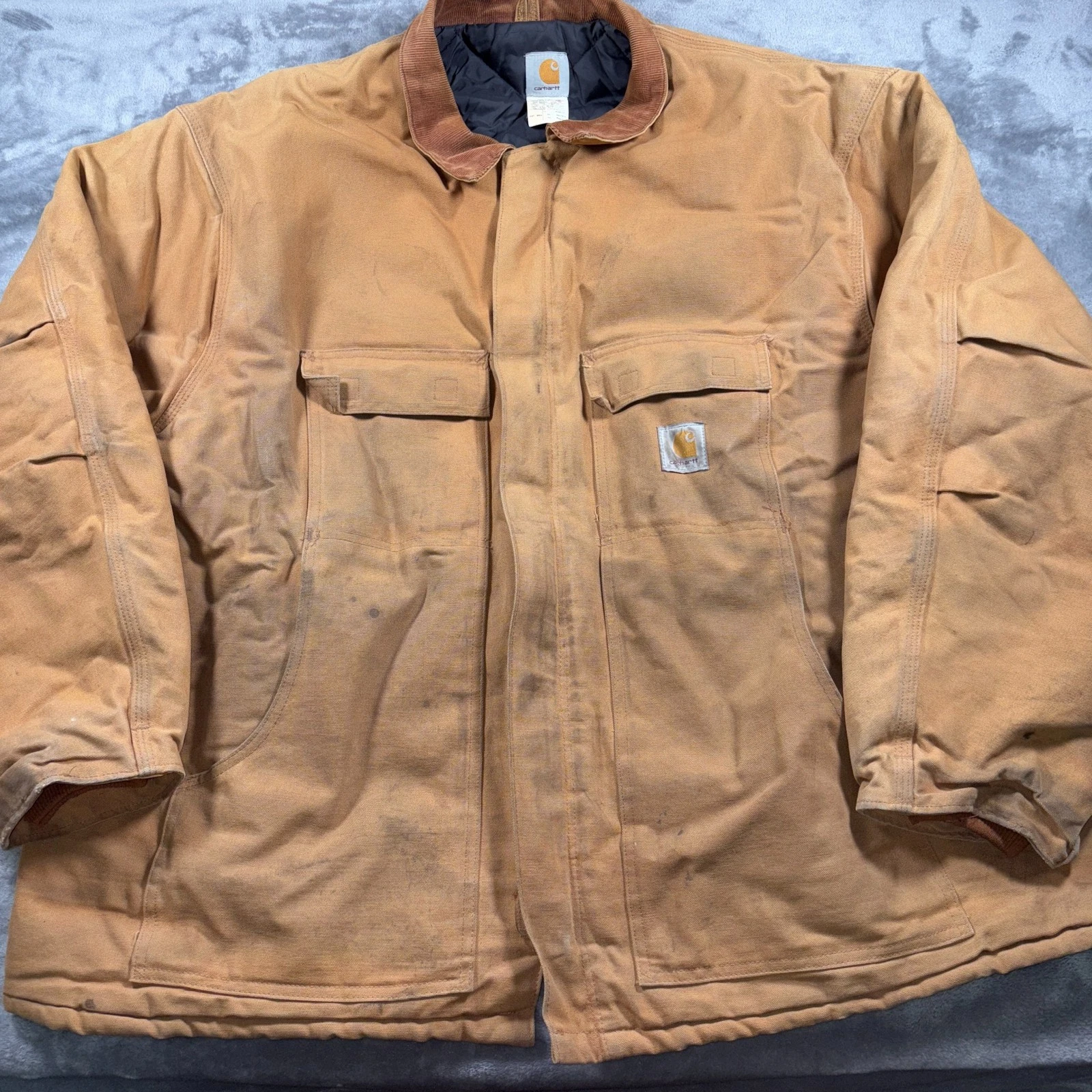 Vintage Carhartt Work Jacket Mens 58 Beige C03 BRN Quilt Lined Duck Insulated