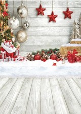 CHAIYA 5X7FT Christmas Backdrop White Wood Floor Photography Backdrop Winter Sno