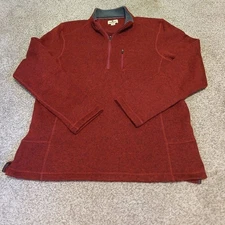 Woolrich 1/4 Zip Red Knit Pullover Fleece Men's Size XL Fall Warmth Pocket