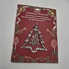 Vintage Christmas Pewter Ornament Joy To The World Tree Dangle 
