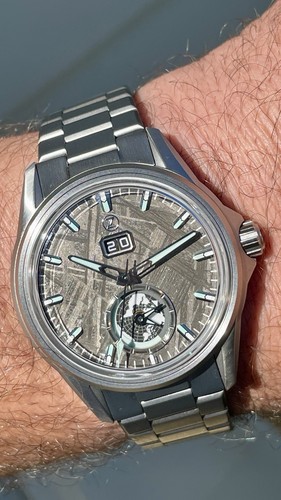 Zelos 40mm Spearfish Dual Time Meteroite Hardened Titanium 1200hv 100m GMT 24hr