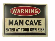 Blechschild Warning Man Cave   gepr&auml;gt Man Cave Warning Werkstatt Used Look 3...