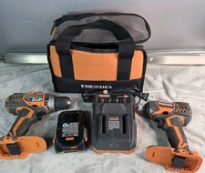 RIDGID R86008 R86034 18V Drill Impact Driver Combo Kit Battery Charger Bag