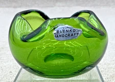 Blenko Olive Green Heavy Glass Ashtray #6321 RARE