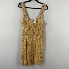 Banana Republic Factory Ruffle Fit-and-Flare Dress Size L Sleeveless Mustard