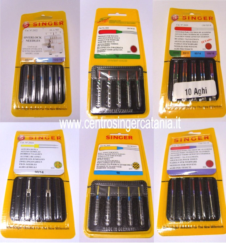 AGHI AGO PER MACCHINA DA PER CUCIRE ORIGINALI SINGER MISURE 60 70 80 90 TESSUTI