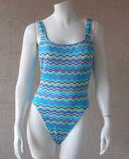 Jag One Piece Swimsuit Size8/10/M Geometric Stripe High Cut Leg Low Back