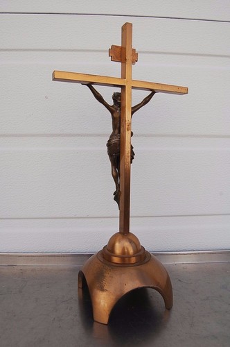 + Nice Older Vintage Cast Bronze Altar Cross + + chalice co. + (CU571) - Picture 6 of 9