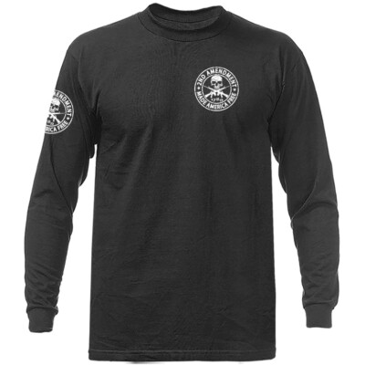 2nd Amendment Made America Free Gun Skull Constitution US Flag Long Sleeve