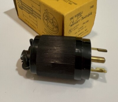Hubbell HBL7485 15A 125/250VAC 3-Wire Non-Grounding Twist-Lock Midget Plug 