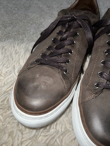 BRUSQUE Leather Men's SNEAKERS Brown Size 13 - Picture 3 of 9