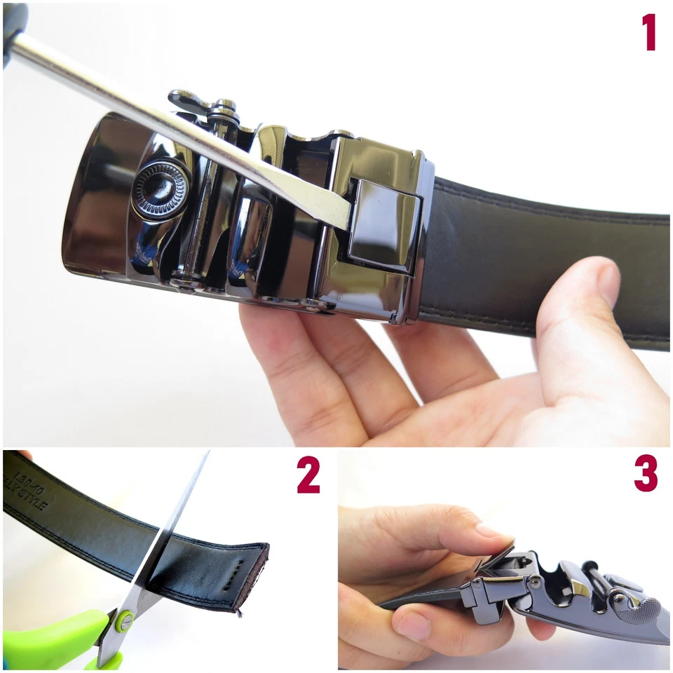 Мужской черный металлический автоматический щелчок замок храповик пряжка платье повседневный ремень для гольфа  - Изображение 3 из 3